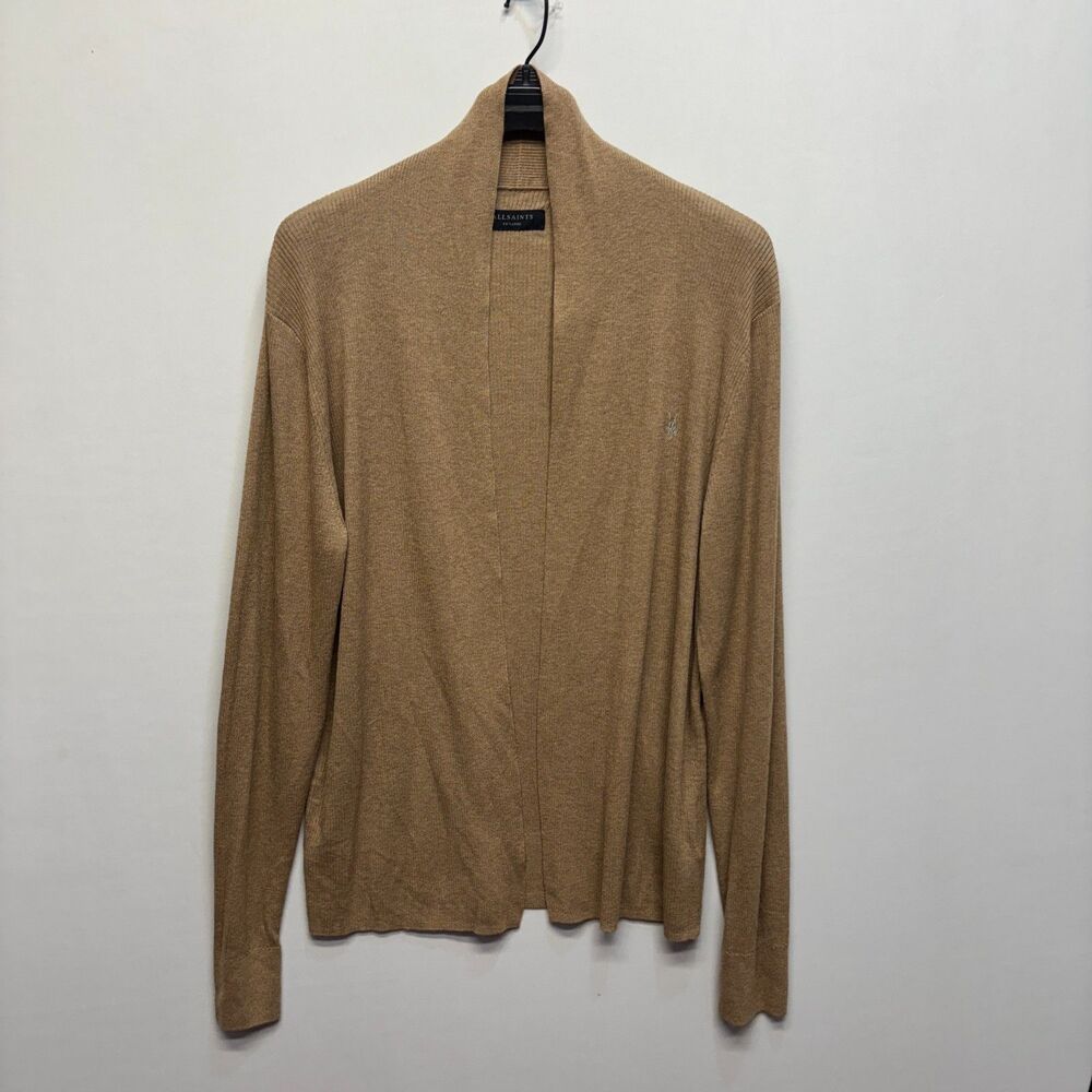 NWT Allsaints Men Nomo Open Cardigan Sweater Size XXL 2XL Brown C122 -19